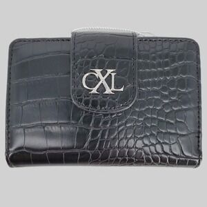 CXL by Christian Lacroix‎ Forestis Croco Bi Fold Wallet Black Faux Leather
